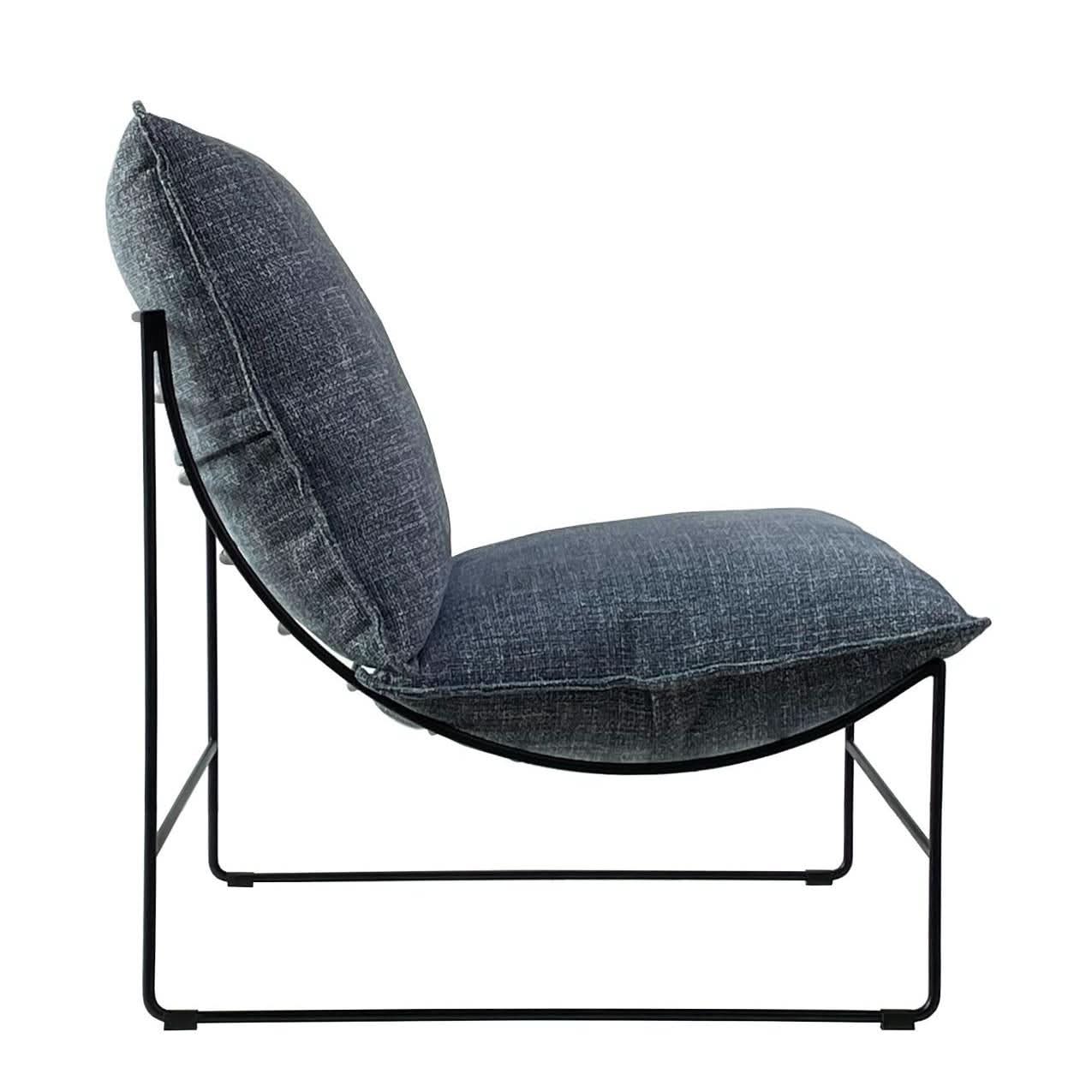 SILVA FABRIC ARMLESS LOUNGE CHAIR  EASY CHAIR ACCENT CHAIR IN MARINE - MyChocolateWood