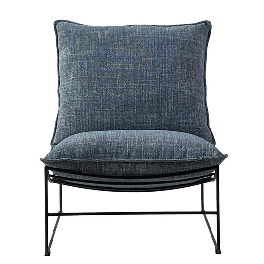SILVA FABRIC ARMLESS LOUNGE CHAIR  EASY CHAIR ACCENT CHAIR IN MARINE