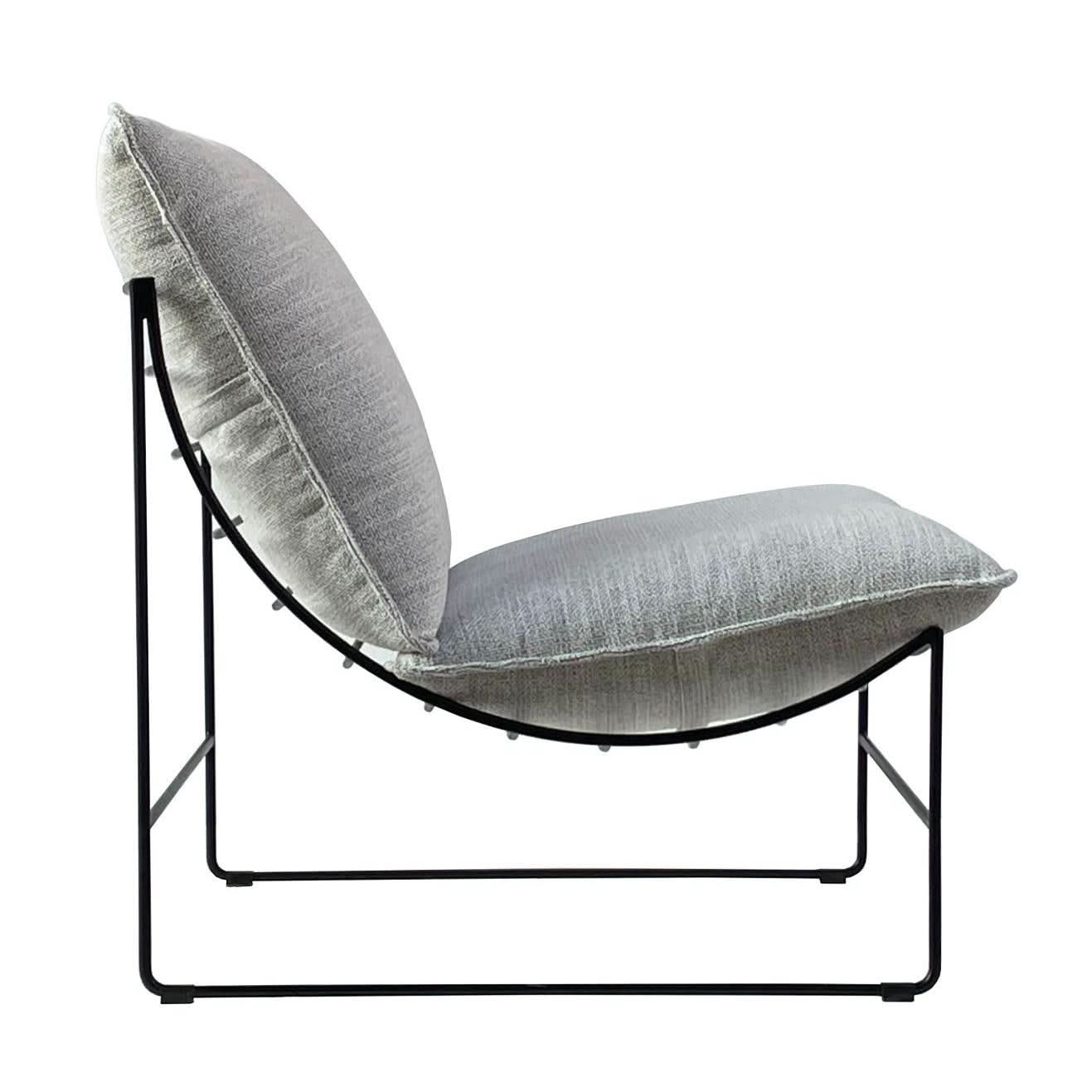 SILVA FABRIC ARMLESS LOUNGE CHAIR  EASY CHAIR ACCENT CHAIR IN WINTER - MyChocolateWood