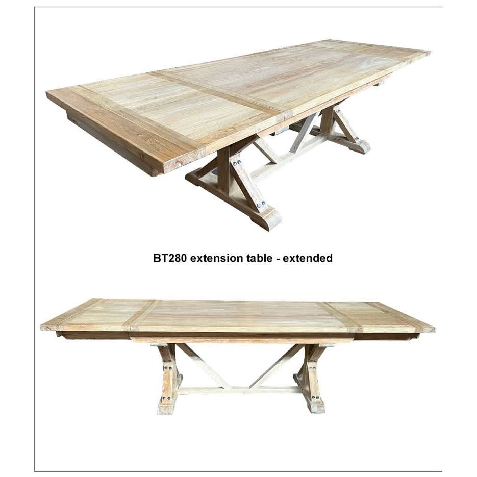 SINCLAIR RECYCLED ELM  TIMBER  RUSTIC EXTENSION DINING TABLE  FARMHOUSE 180-280CM - MyChocolateWood