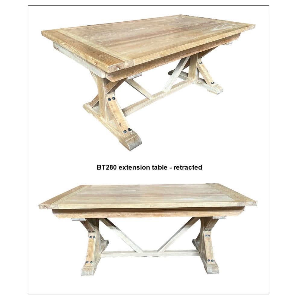 SINCLAIR RECYCLED ELM  TIMBER  RUSTIC EXTENSION DINING TABLE  FARMHOUSE 180-280CM - MyChocolateWood