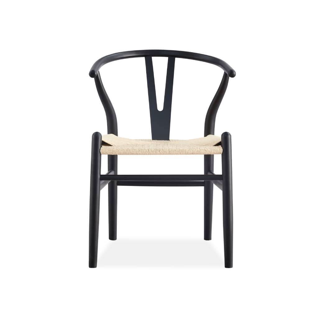 SOLID BEECHWOOD TIMBER WISHBONE CHAIR IN BLACK - MyChocolateWood