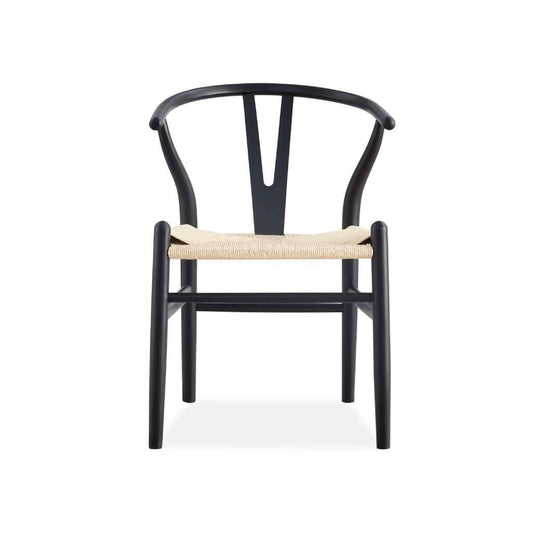 SOLID BEECHWOOD TIMBER WISHBONE CHAIR IN BLACK - MyChocolateWood
