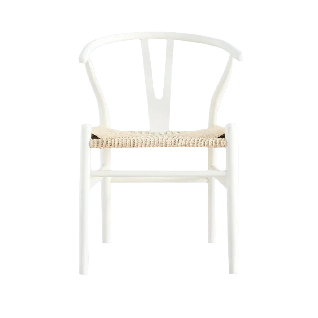 SOLID BEECHWOOD WHITE WISHBONE DINING CHAIR - MyChocolateWood
