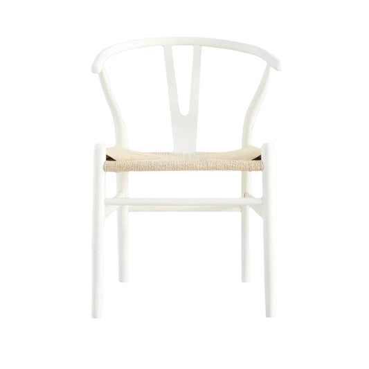 SOLID BEECHWOOD WHITE WISHBONE DINING CHAIR - MyChocolateWood