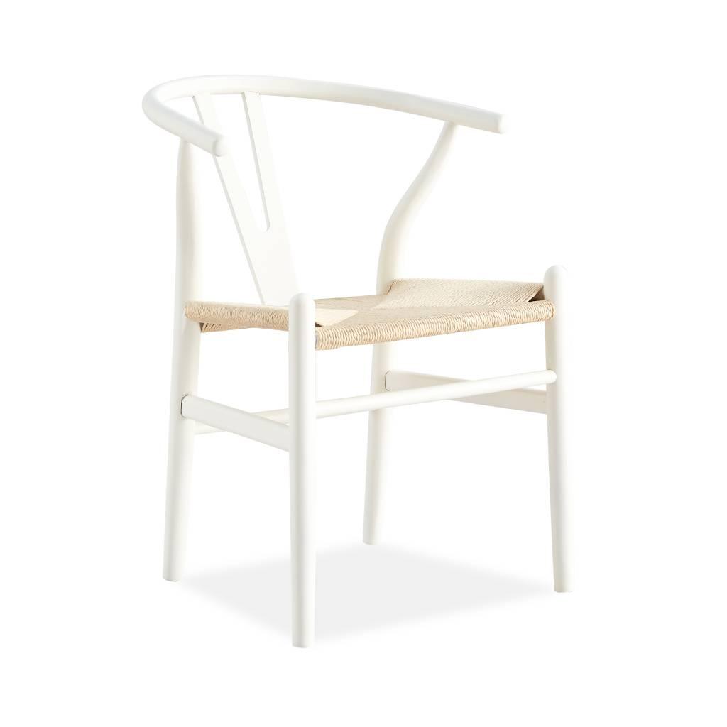 SOLID BEECHWOOD WHITE WISHBONE DINING CHAIR - MyChocolateWood