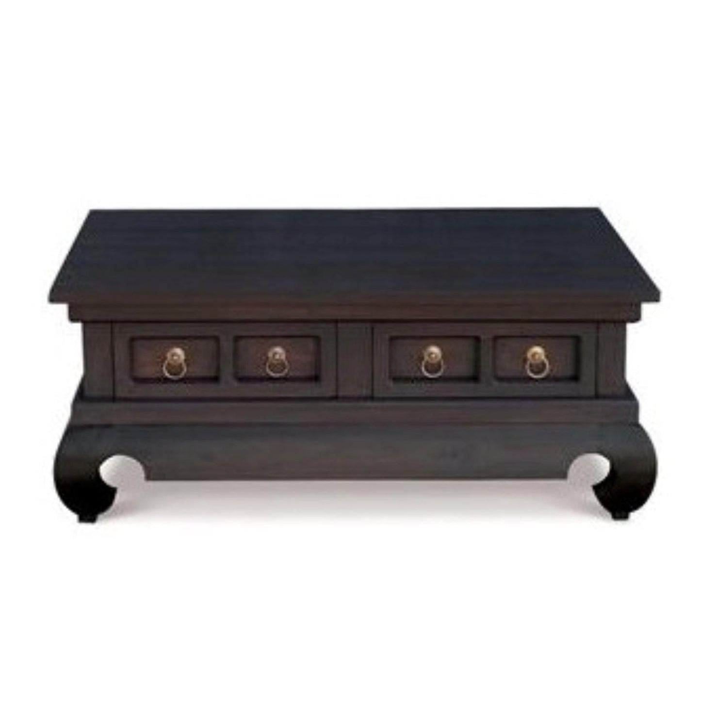 SOLID MAHOGANY 4 DRAWERS OPIUM LEG RECTANGULAR COFFEE TABLE IN CHOCOLATE - MyChocolateWood