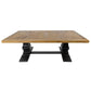 SORANZO MANGO WOOD COFFEE TABLE HANDCRAFTED PARQUET TOP OAK/BLACK 140CM FRENCH PROVINCIAL