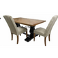 SORANZO MANGO WOOD DINING TABLE HANDCRAFTED PARQUET TOP OAK/BLACK 230CM & 8 OPEL DINING CHAIRS