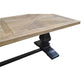 SORANZO MANGO WOOD DINING TABLE HANDCRAFTED PARQUET TOP OAK/BLACK 230CM FRENCH PROVINCIAL - MyChocolateWood