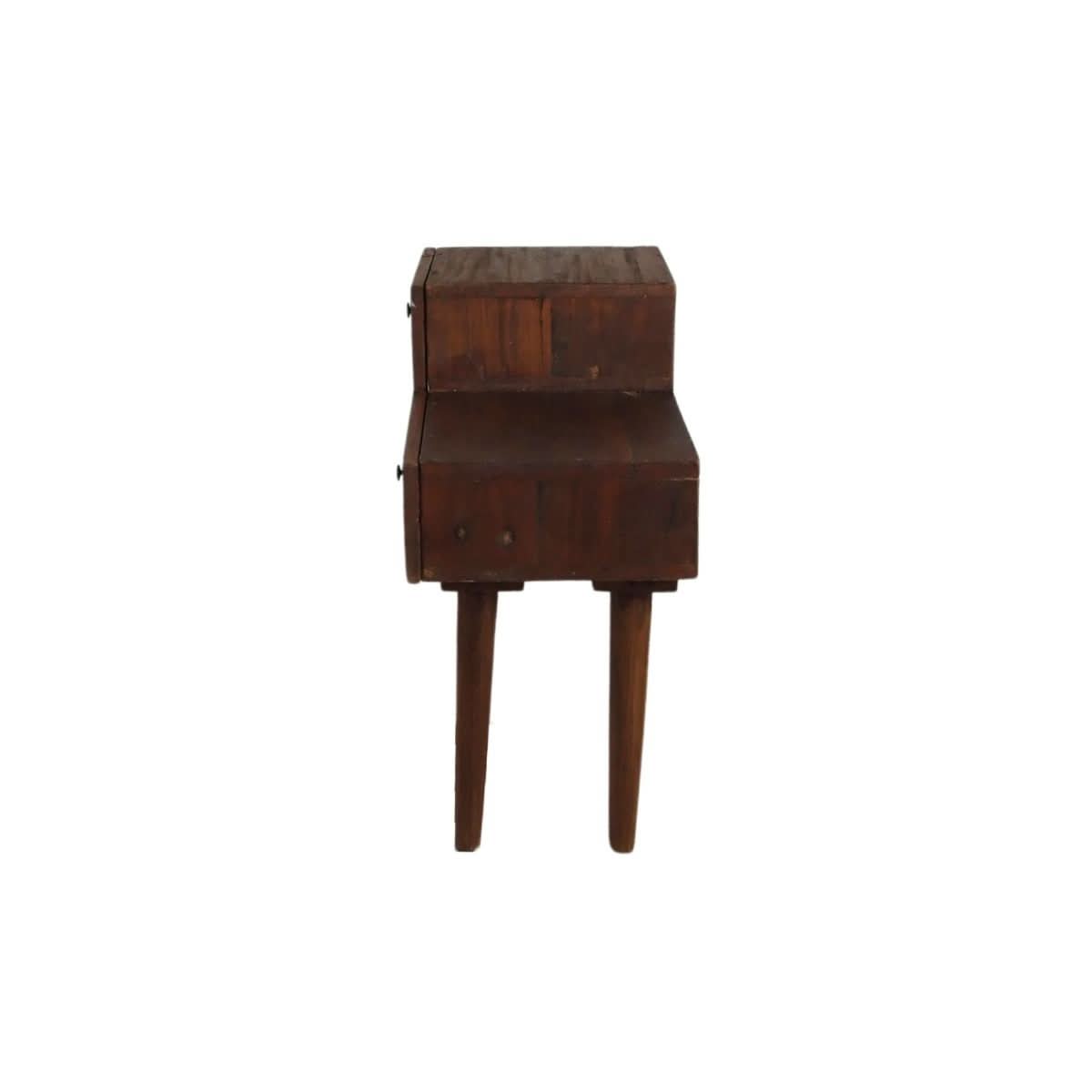 STANLEY RECYCLED RUSTIC 2 DRAWER CUBE SIDE TABLE/LAMP TABLE LIGHT BROWN - MyChocolateWood