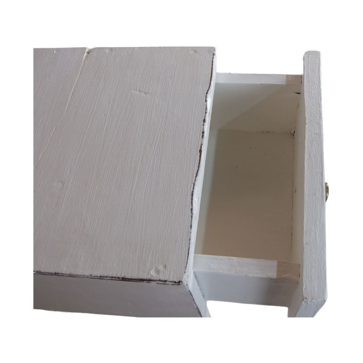 STANLEY RECYCLED RUSTIC 2 DRAWER CUBE SIDE TABLE/LAMP TABLE WHITE - MyChocolateWood