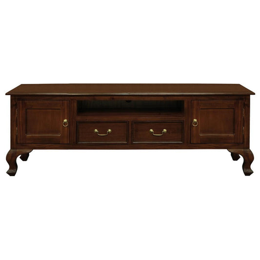 STEWART QUEEN ANN STYLE SOLID MAHOGANY 2 DOORS 2 DRAWERS 180CM TV UNIT - MAHOGANY - MyChocolateWood