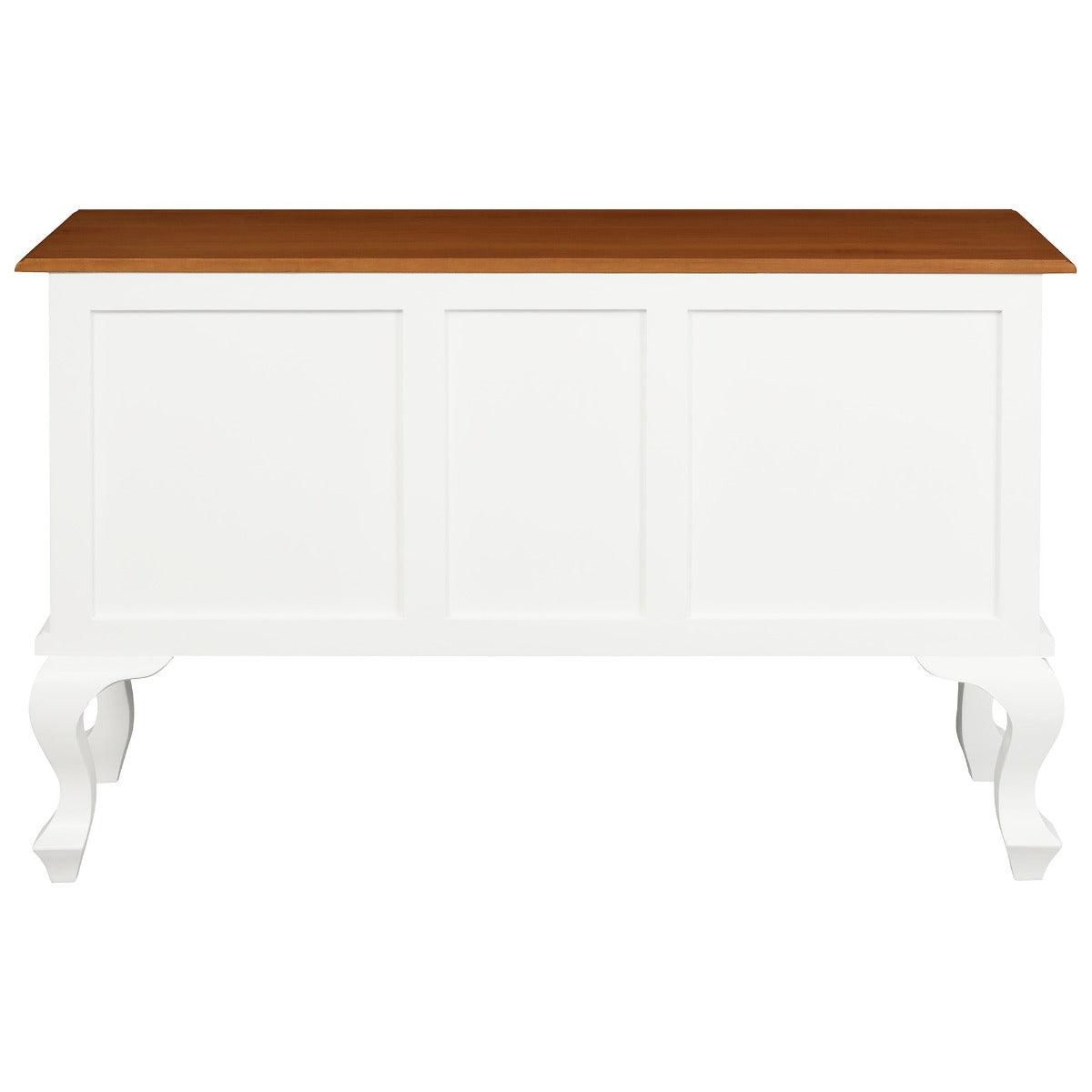 STEWART QUEEN ANN STYLE SOLID MAHOGANY 2 DOORS 2 DRAWERS SOFA TABLE IN WHITE/CARAMEL130CM - MyChocolateWood