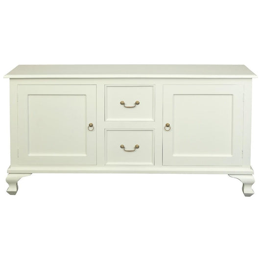 STEWART QUEEN ANN STYLE SOLID MAHOGANY 2 DOORS SIDEBOARD/BUFFET 2 DRAWERS SOLID WHITE 160CM - MyChocolateWood