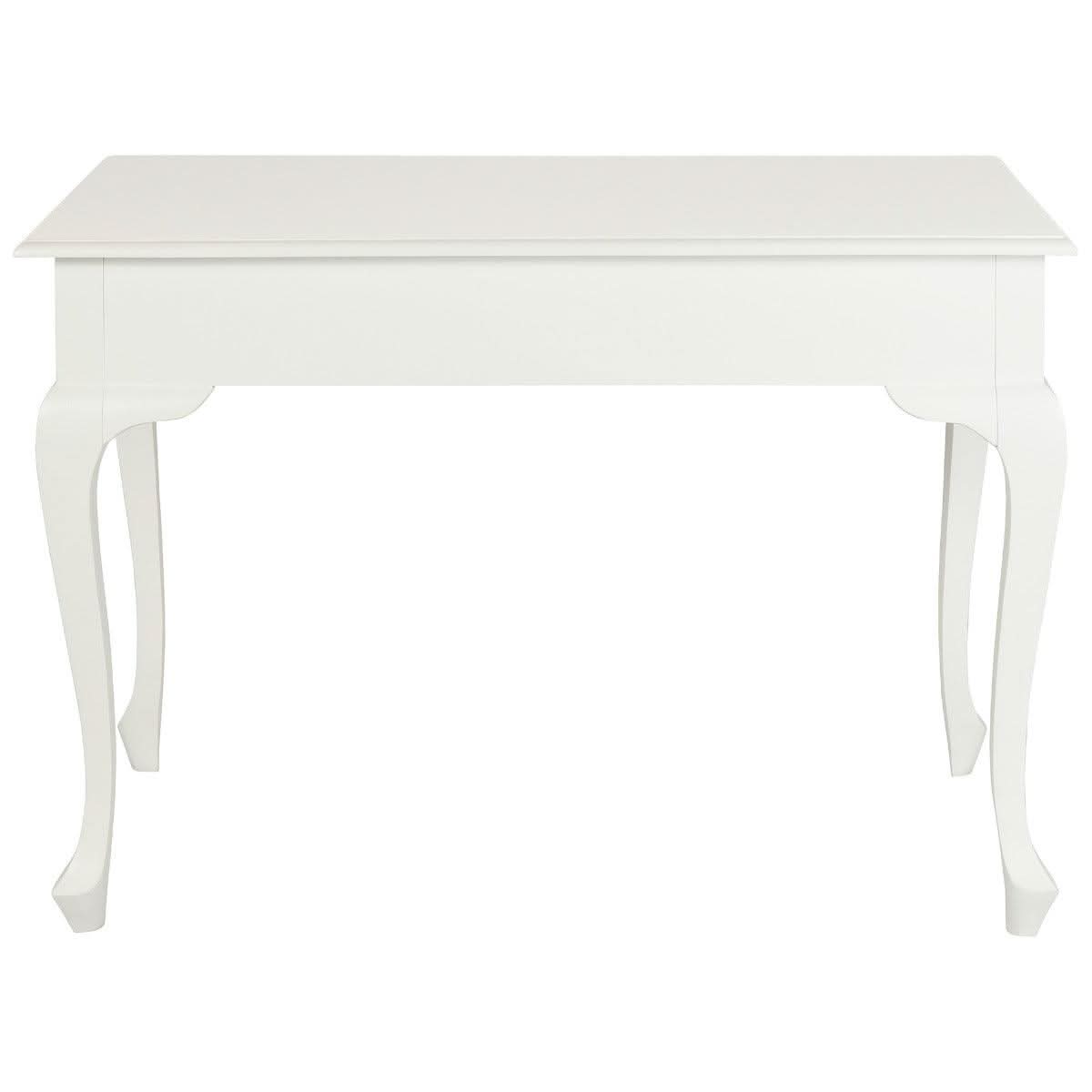 STEWART QUEEN ANN STYLE SOLID MAHOGANY 2 DRAWER 105CM DESK IN SOLID WHITE - MyChocolateWood