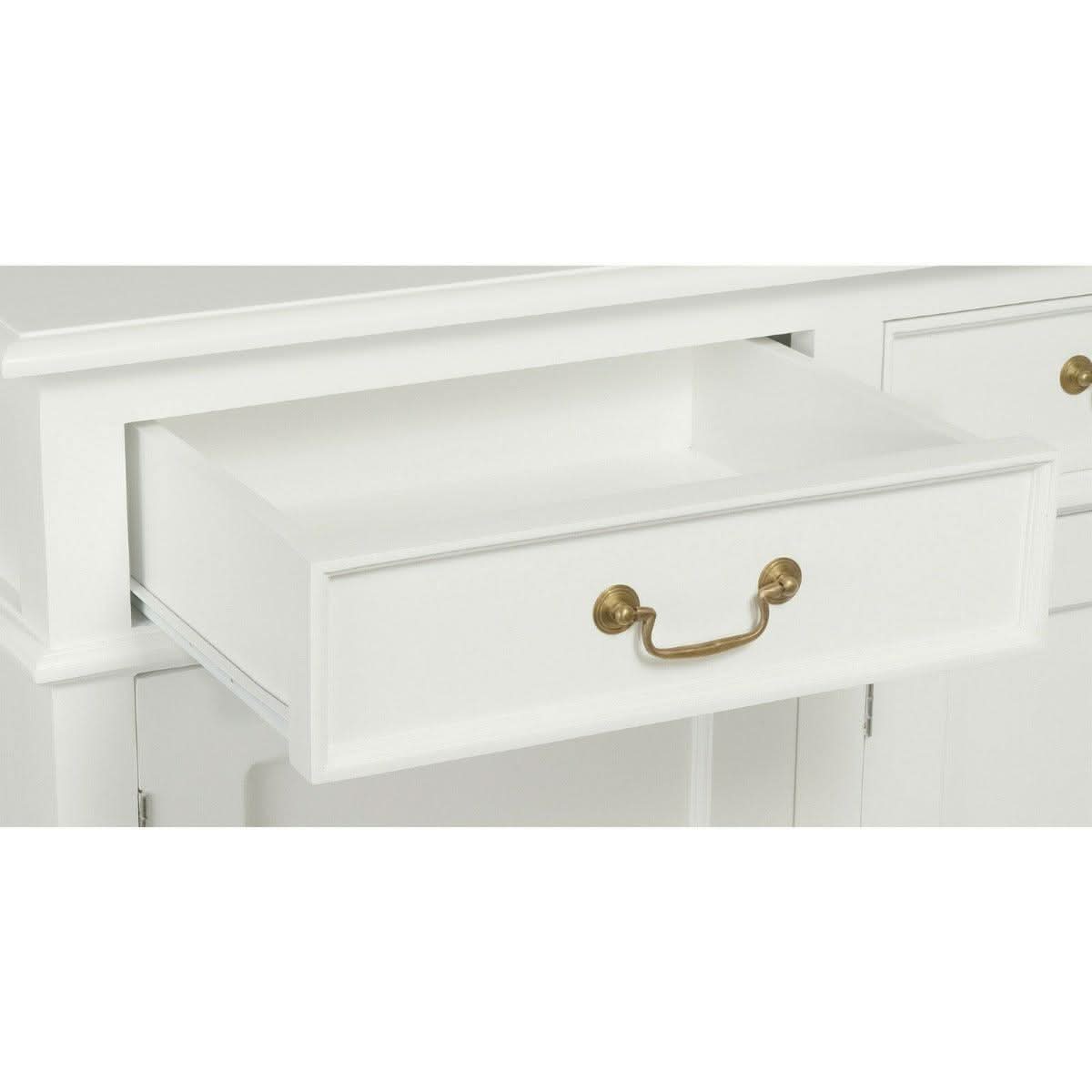 STEWART QUEEN ANN STYLE SOLID MAHOGANY 4 DOORS 4 DRAWERS 200CM BUFFET/SIDEBOARD IN SOLID WHITE - MyChocolateWood