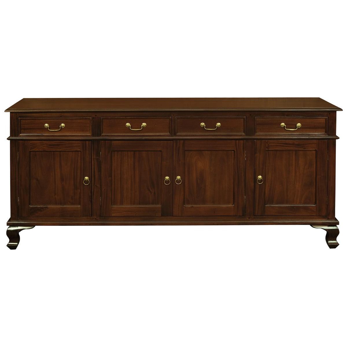 STEWART QUEEN ANN STYLE SOLID MAHOGANY BUFFET/SIDEBOARD 4 DOORS 4 DRAWERS MAHOGANY COLOURS 200CM IN MAHOAGNY - MyChocolateWood
