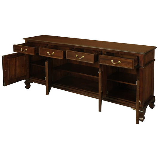 STEWART QUEEN ANN STYLE SOLID MAHOGANY BUFFET/SIDEBOARD 4 DOORS 4 DRAWERS MAHOGANY COLOURS 200CM IN MAHOAGNY - MyChocolateWood