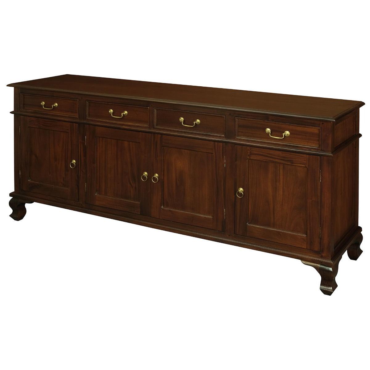 STEWART QUEEN ANN STYLE SOLID MAHOGANY BUFFET/SIDEBOARD 4 DOORS 4 DRAWERS MAHOGANY COLOURS 200CM IN MAHOAGNY - MyChocolateWood