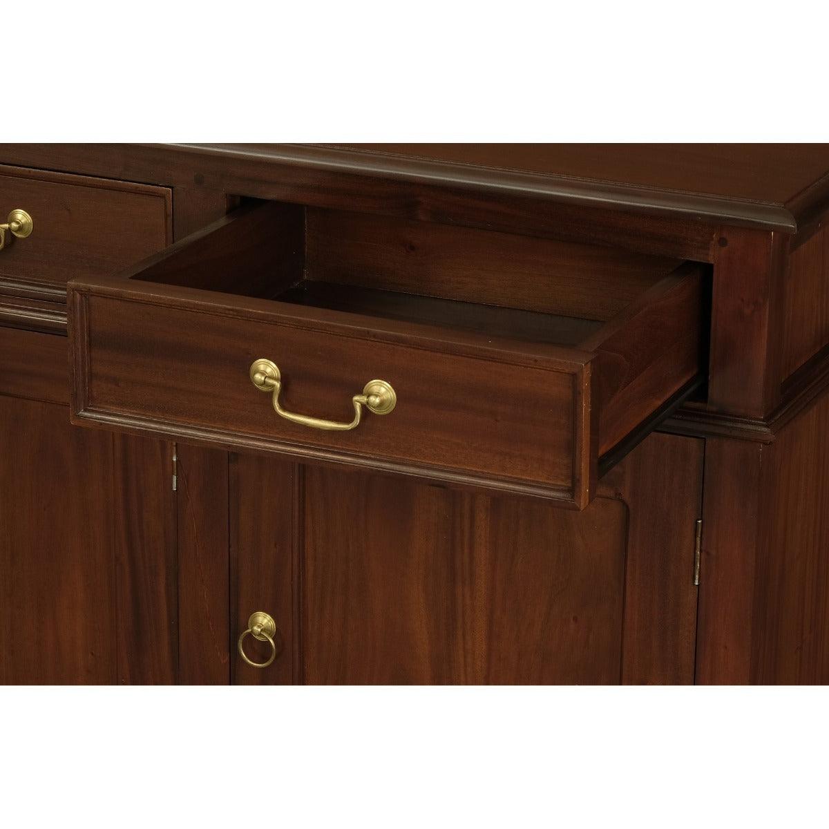 STEWART QUEEN ANN STYLE SOLID MAHOGANY BUFFET/SIDEBOARD 4 DOORS 4 DRAWERS MAHOGANY COLOURS 200CM IN MAHOAGNY - MyChocolateWood