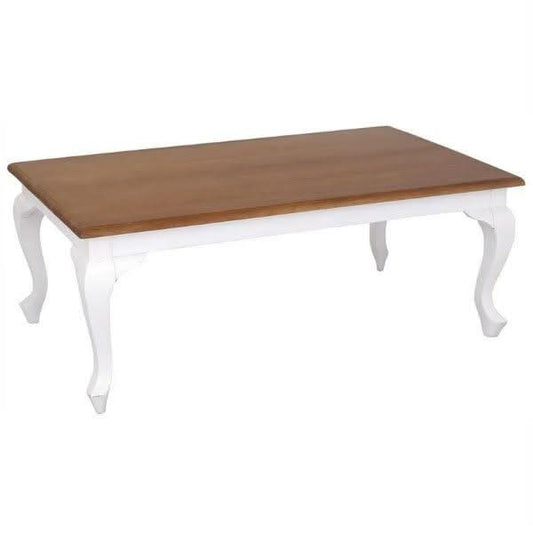 STEWART QUEEN ANN STYLE SOLID MAHOGANY COFFEE TABLE IN WHITE/CARAMEL 120CMm - MyChocolateWood