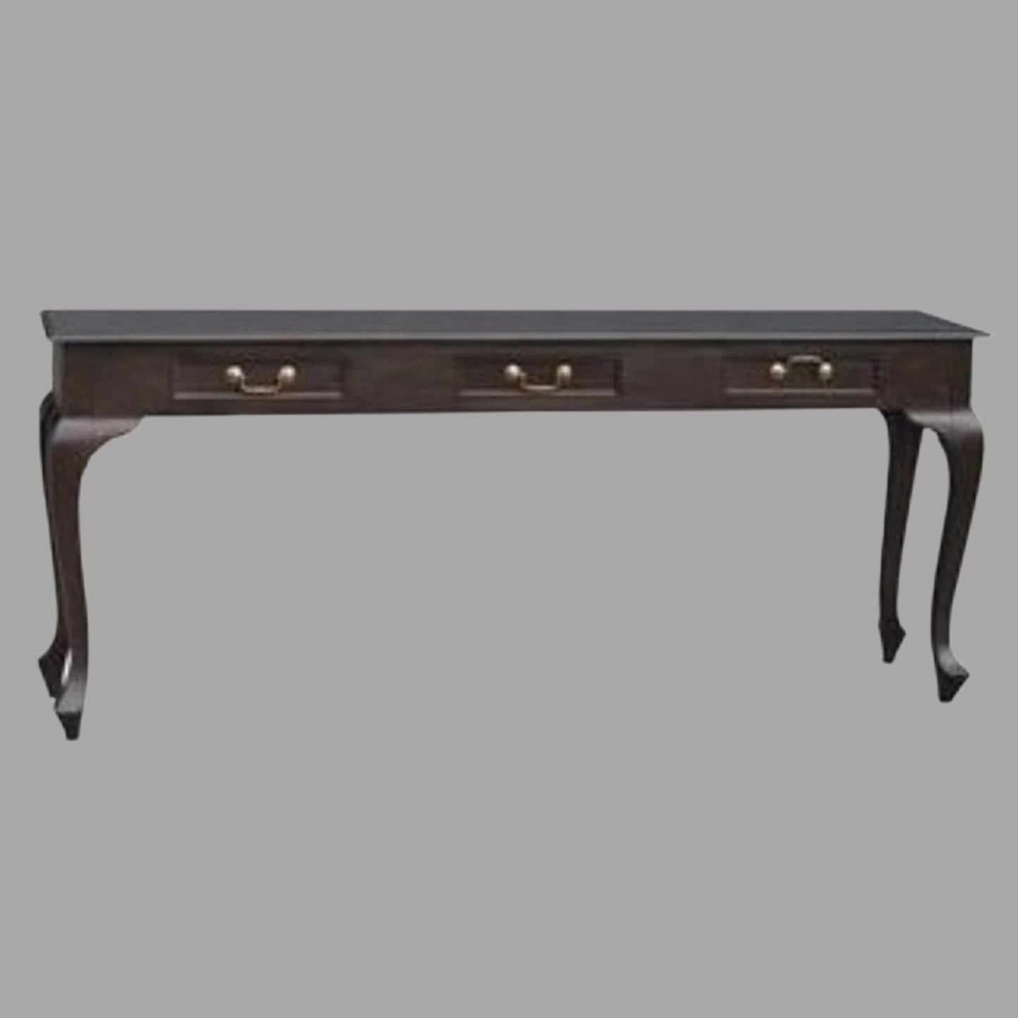 STEWART QUEEN ANN STYLE SOLID MAHOGANY CONSOLE TABLE 3 DRAWERS IN CHOCOLATE 180 CM - MyChocolateWood