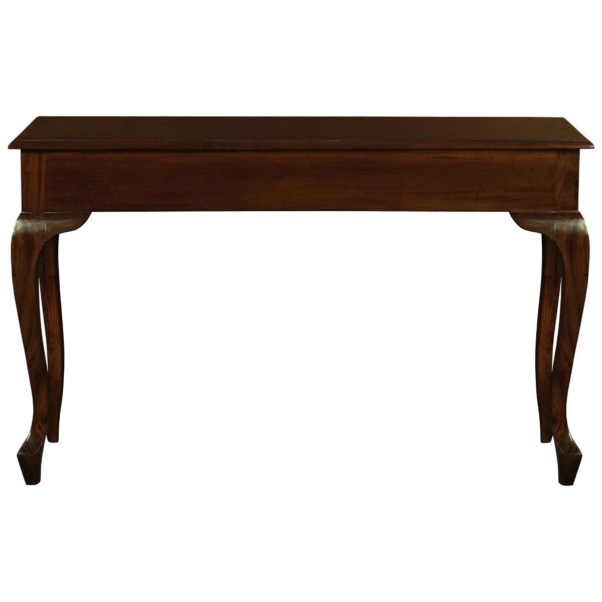 STEWART QUEEN ANN STYLE SOLID MAHOGANY CONSOLE TABLE/HALL TABLE 2 DRAWERS IN MAHOGANY COLOUR 120CM - MyChocolateWood
