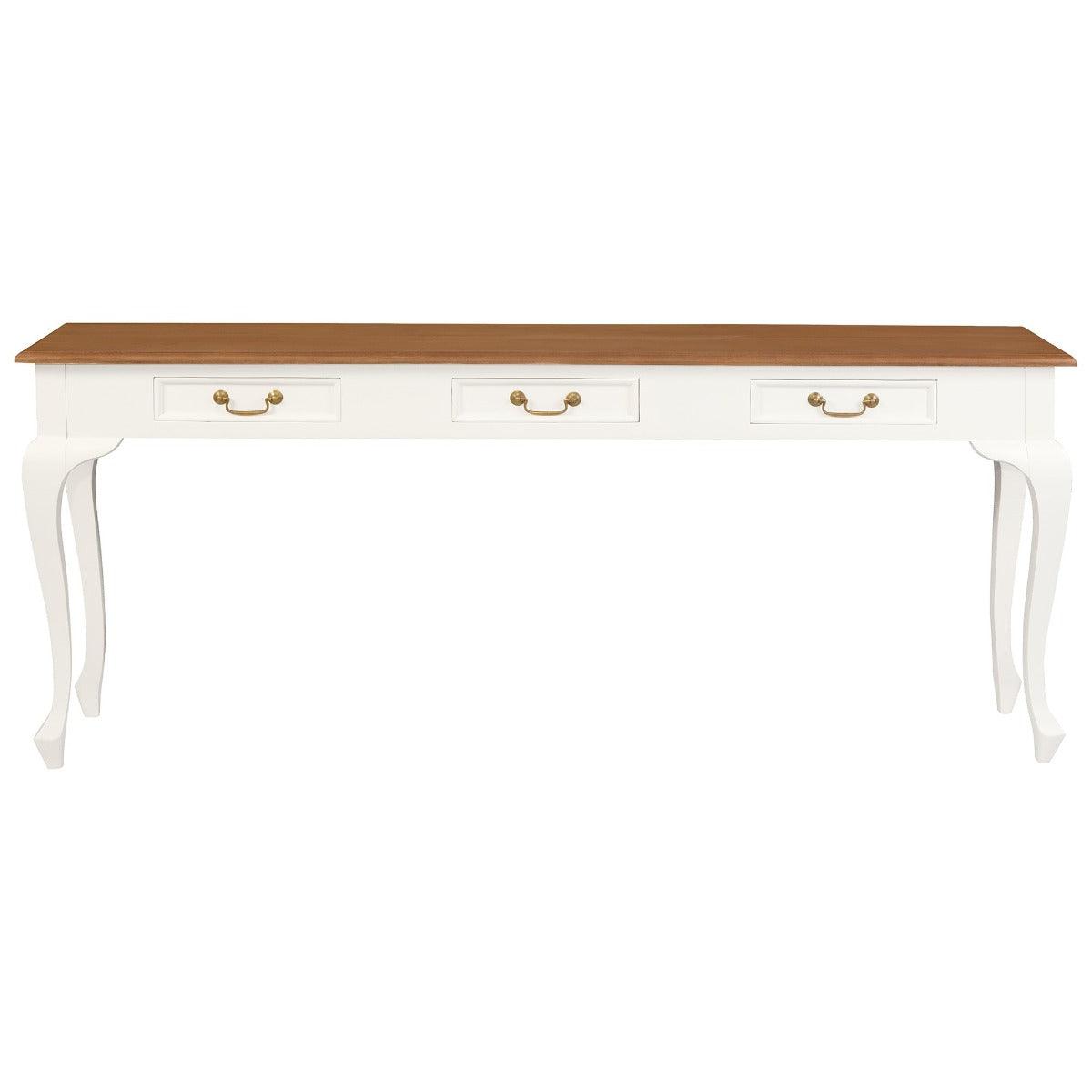 STEWART QUEEN ANN STYLE SOLID MAHOGANY CONSOLE TABLE/HALLWAY TABLE 3 DRAWERS 180CM - MyChocolateWood