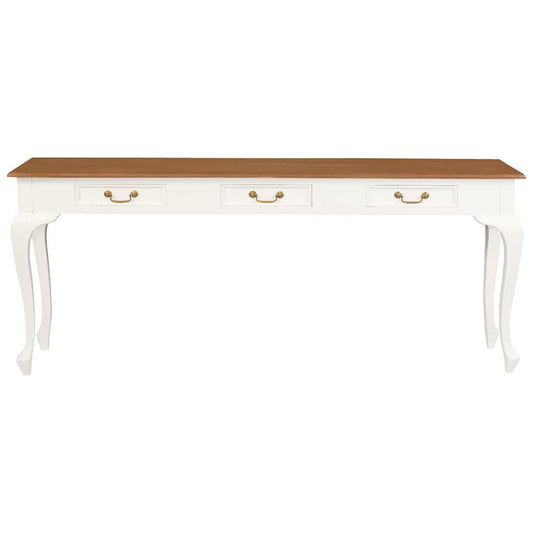 STEWART QUEEN ANN STYLE SOLID MAHOGANY CONSOLE TABLE/HALLWAY TABLE 3 DRAWERS 180CM - MyChocolateWood