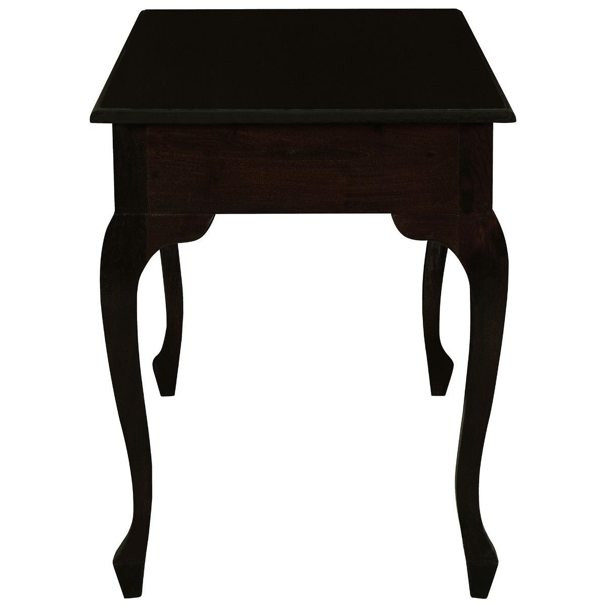 STEWART QUEEN ANN STYLE SOLID MAHOGANY DESK 2 DRAWERS IN CHOCOLATE COLOUR 105CM - MyChocolateWood