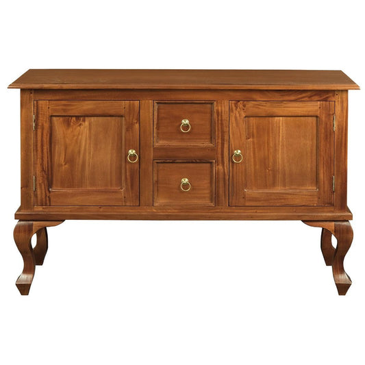 STEWART QUEEN ANN STYLE SOLID MAHOGANY SOFA TABLE 2 DOORS & 2 DRAWERS IN LIGHT PECAN 130CM - MyChocolateWood