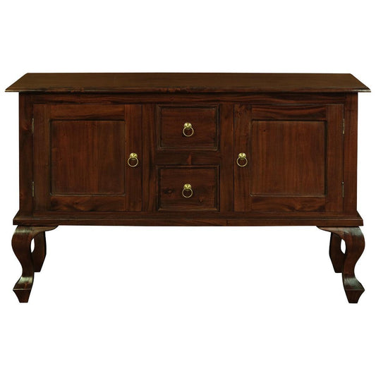 STEWART QUEEN ANN STYLE SOLID MAHOGANY SOFA TABLE IN MAHOGANY COLOUR 2 DOORS 2 DRAWERS 130CM - MyChocolateWood