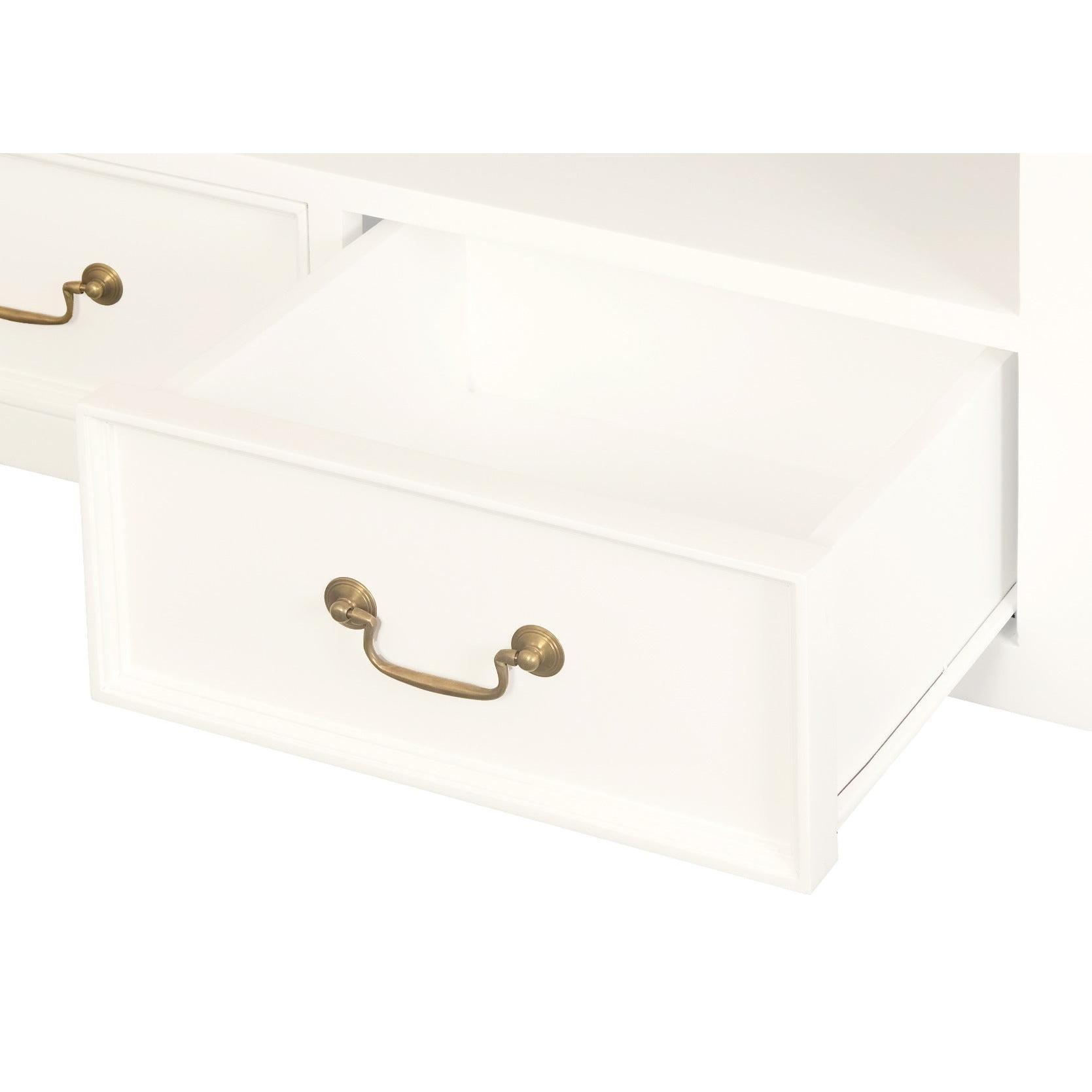 STEWART QUEEN ANN STYLE SOLID MAHOGANY TV UNIT 2 DOORS 2 DRAWERS WHITE/CARAMEL - MyChocolateWood