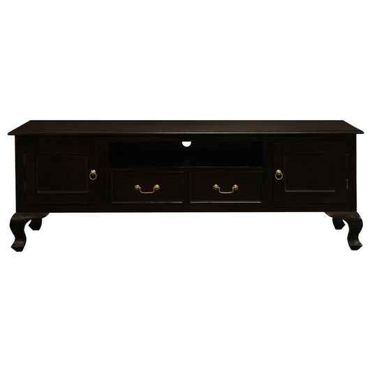 STEWART QUEEN ANN STYLE SOLID MAHOGANYTV ENTERTAINMENT UNIT 2 DOORS 2 DRAWERS CHOCOLATE 180CM - MyChocolateWood