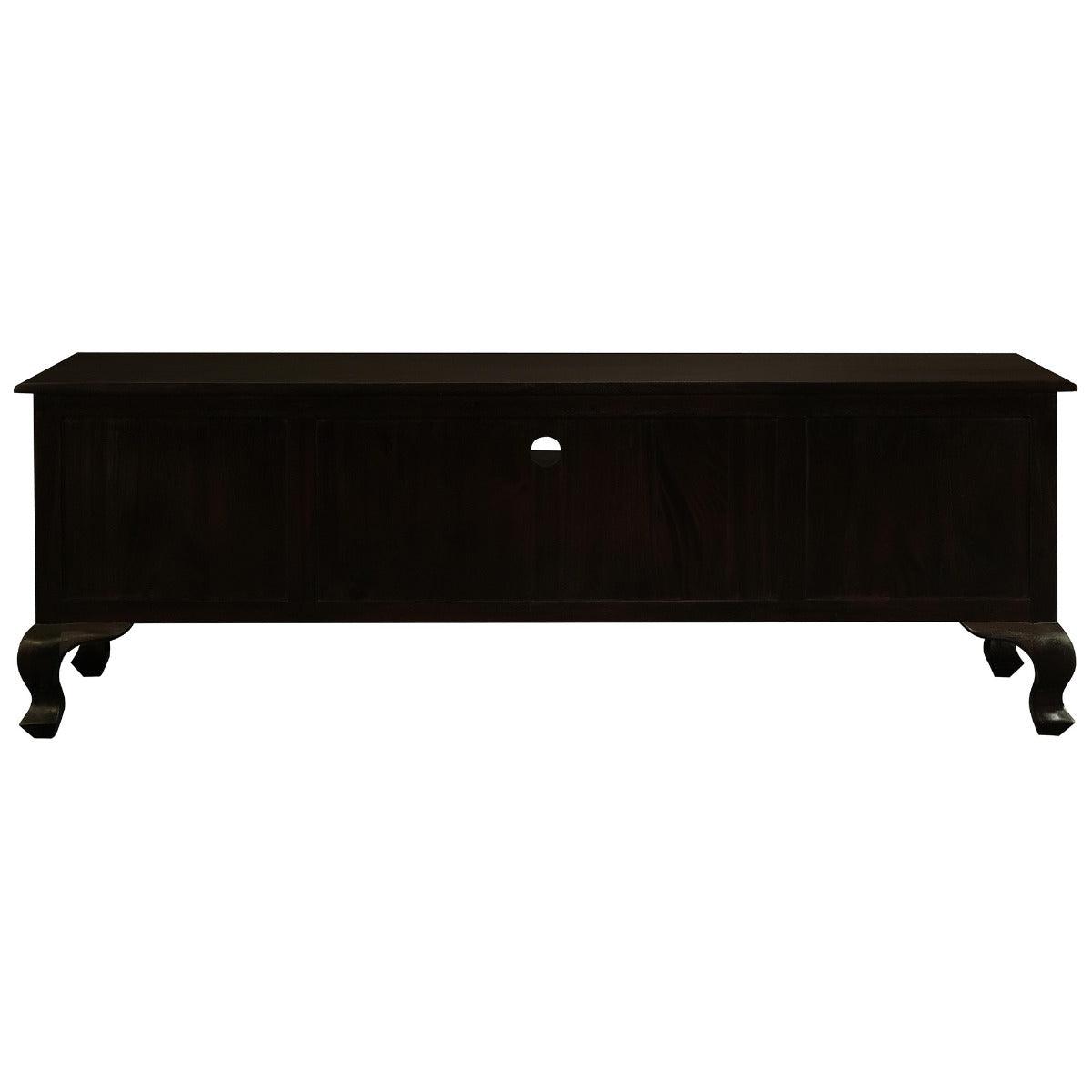 STEWART QUEEN ANN STYLE SOLID MAHOGANYTV ENTERTAINMENT UNIT 2 DOORS 2 DRAWERS CHOCOLATE 180CM - MyChocolateWood