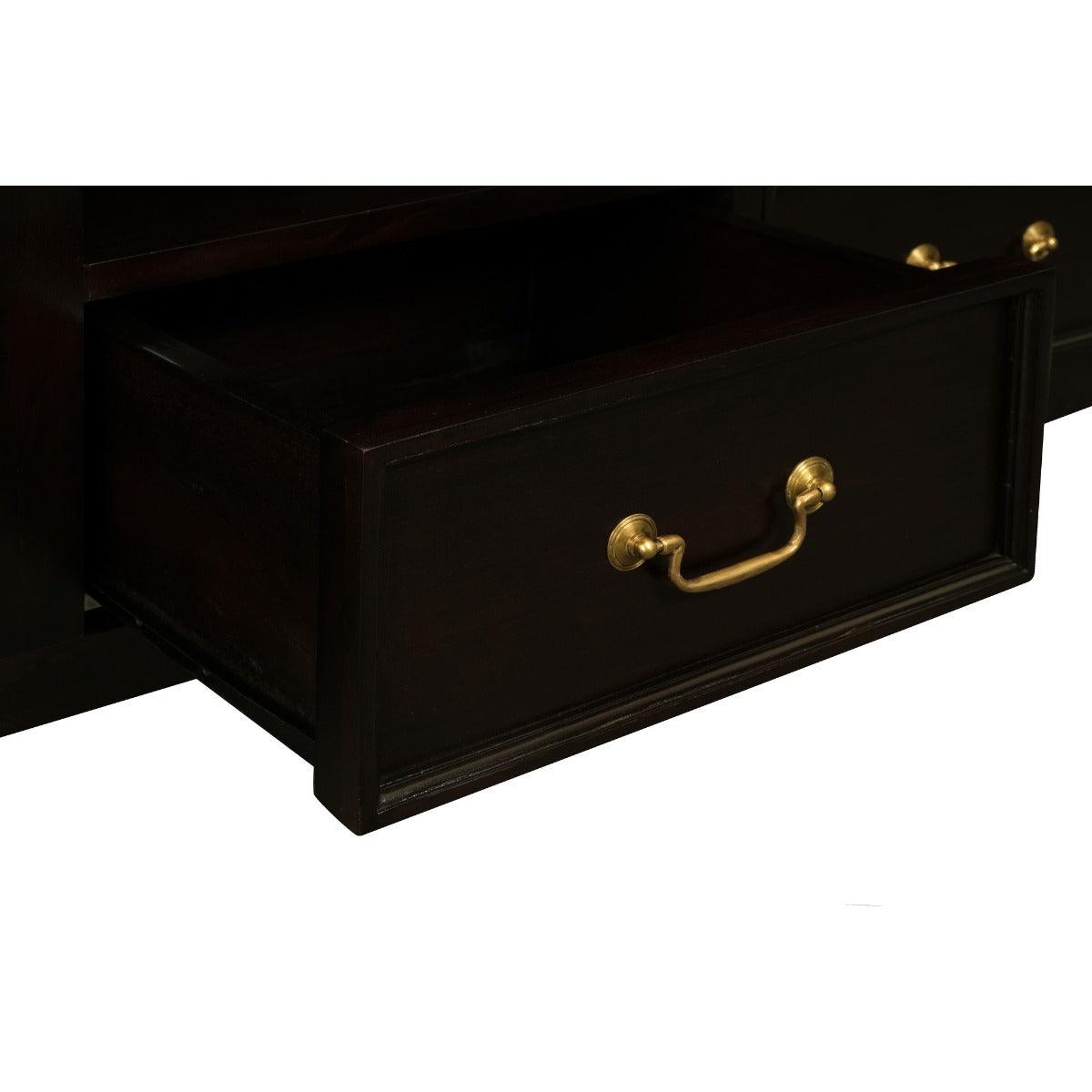 STEWART QUEEN ANN STYLE SOLID MAHOGANYTV ENTERTAINMENT UNIT 2 DOORS 2 DRAWERS CHOCOLATE 180CM - MyChocolateWood