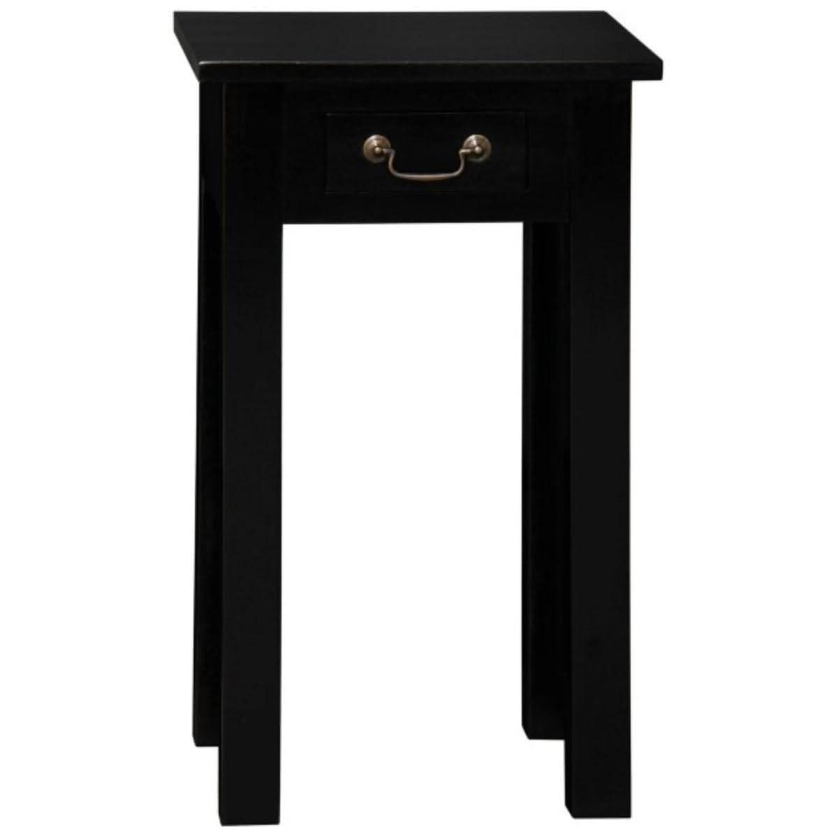 STRAIGHT LEG SIDE TABLE IN SOLID MAHOAGNY WITH 1 SINGLE DRAW - BLACK - MyChocolateWood
