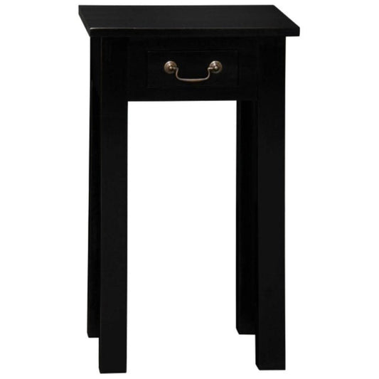 STRAIGHT LEG SIDE TABLE IN SOLID MAHOAGNY WITH 1 SINGLE DRAW - BLACK - MyChocolateWood