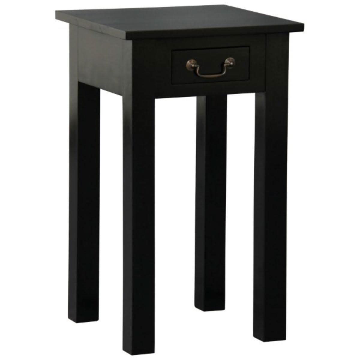 STRAIGHT LEG SIDE TABLE IN SOLID MAHOAGNY WITH 1 SINGLE DRAW - BLACK - MyChocolateWood