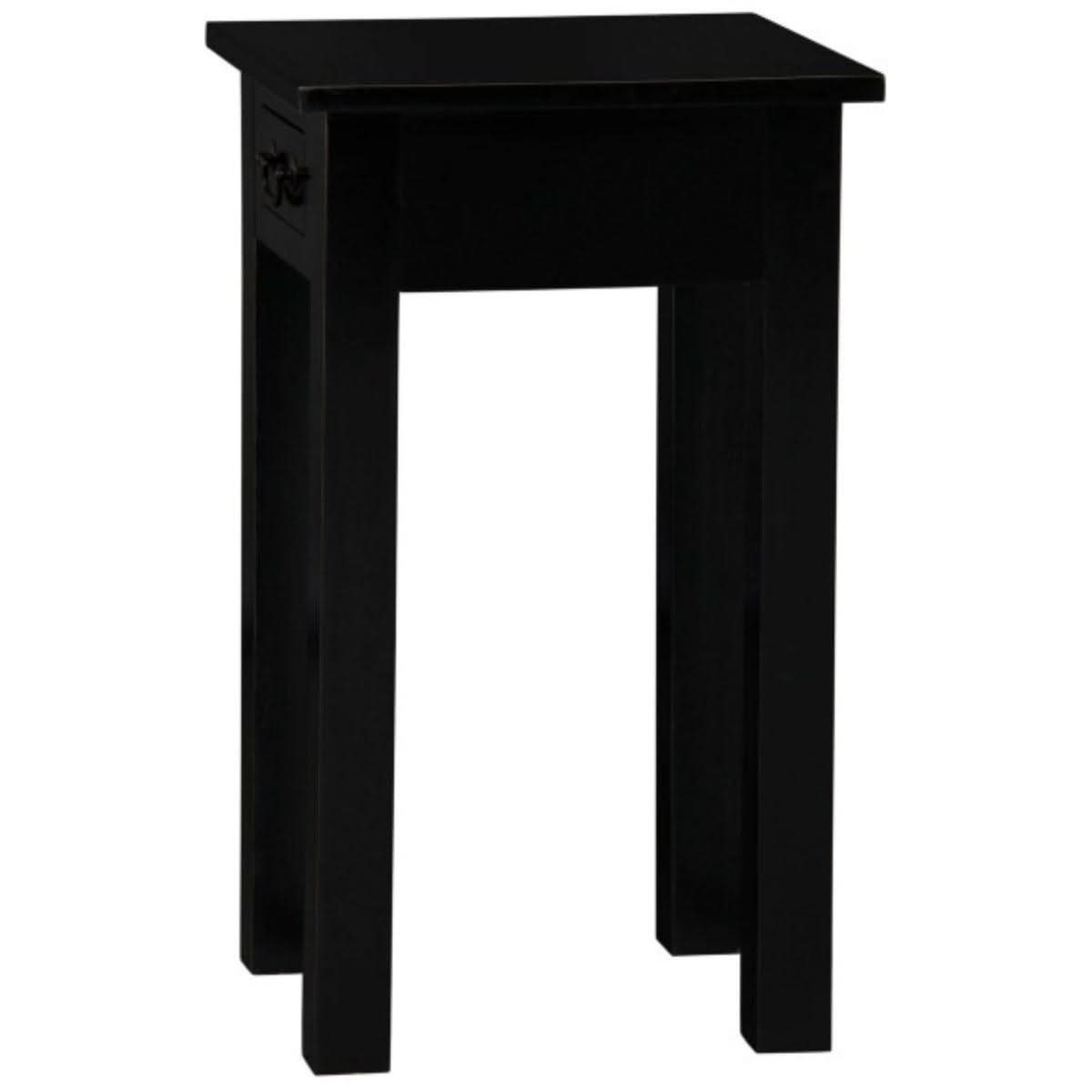 STRAIGHT LEG SIDE TABLE IN SOLID MAHOAGNY WITH 1 SINGLE DRAW - BLACK - MyChocolateWood