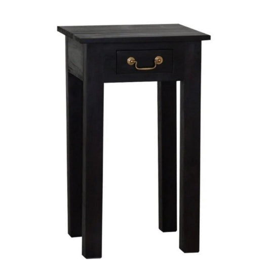 STRAIGHT LEG SIDE TABLE IN SOLID MAHOAGNY WITH 1 SINGLE DRAW - CHOCOLATE - MyChocolateWood