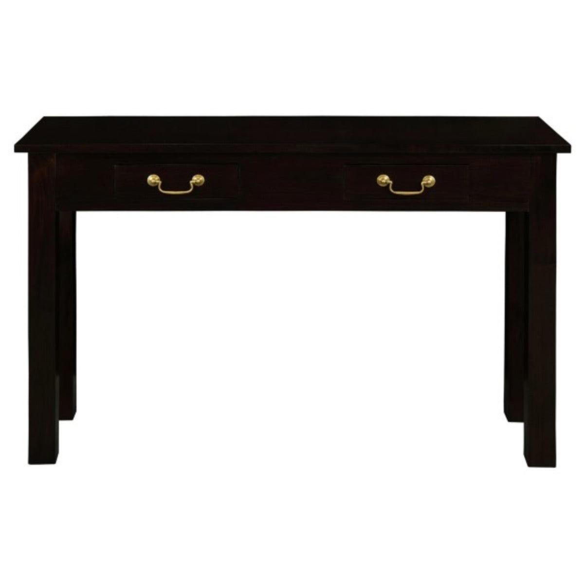 STRAIGHT LEG SOLID MAHOGANY TIMBER CONSOLE TABLE/ HALL TABLE WITH 2 DRAWERS IN CHOCOLATE 120CM - MyChocolateWood