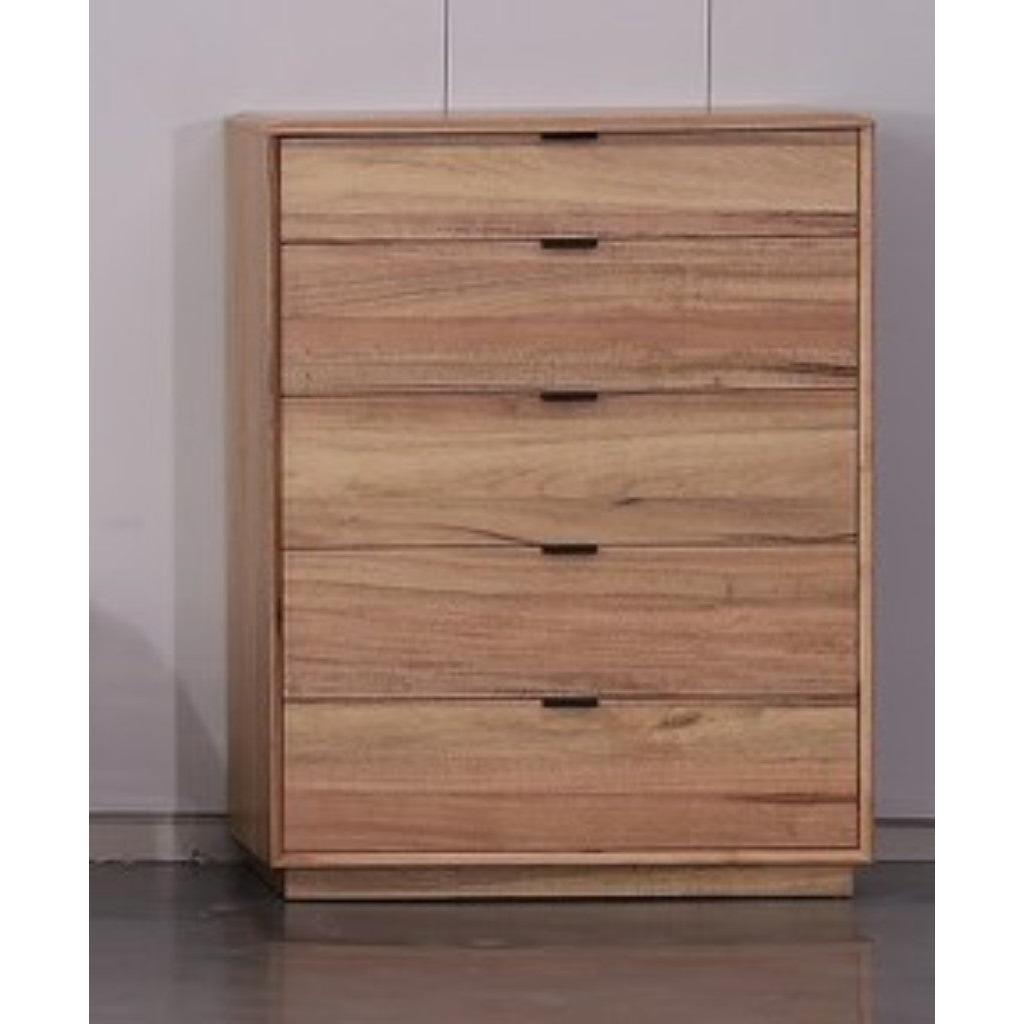 TAMWORTH 5 DRAWER TALLBOY CHEST OF 5 DRAWERS IN MARRI WOOD - NATURAL - MyChocolateWood