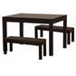 TANAKA 180CM SOLID MAHOGANY DINING TABLE + 2 BENCHES IN CHOCOLATE - MyChocolateWood