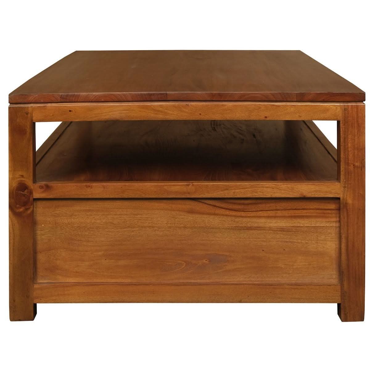 TANAKA SOLID MAHOGANY 4 DRAWERS MAHOGANY COFFEE TABLE IN LIGHT PECAN - MyChocolateWood