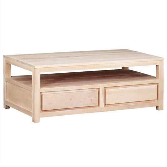TANAKA SOLID MAHOGANY 4 DRAWERS MAHOGANY COFFEE TABLE IN WHITE WASH - MyChocolateWood