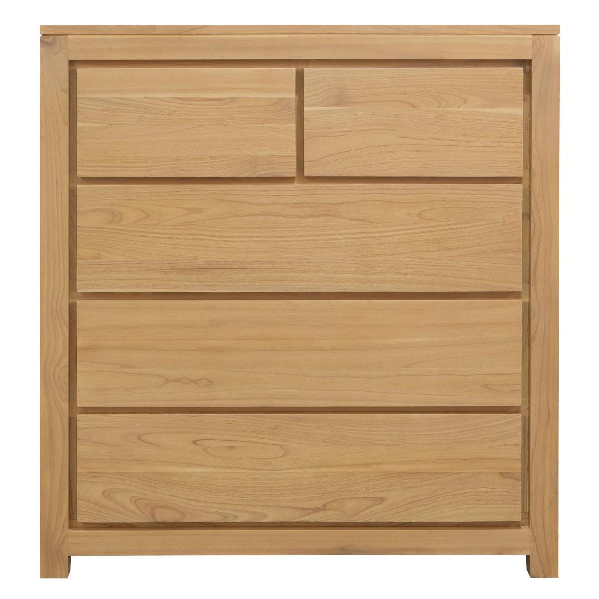TANAKA SOLID MAHOGANY 5 DRAWER TALLBOY IN NATURAL - MyChocolateWood
