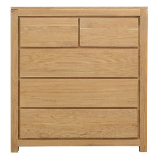 TANAKA SOLID MAHOGANY 5 DRAWER TALLBOY IN NATURAL - MyChocolateWood