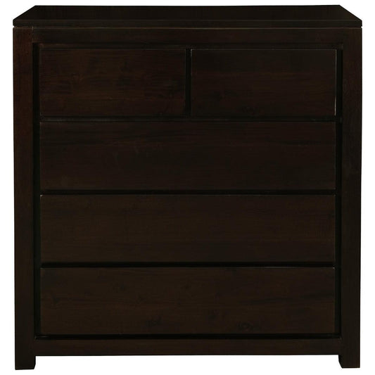 TANAKA SOLID MAHOGANY 5 DRAWERS TALLBOY IN CHOCOLATE - MyChocolateWood